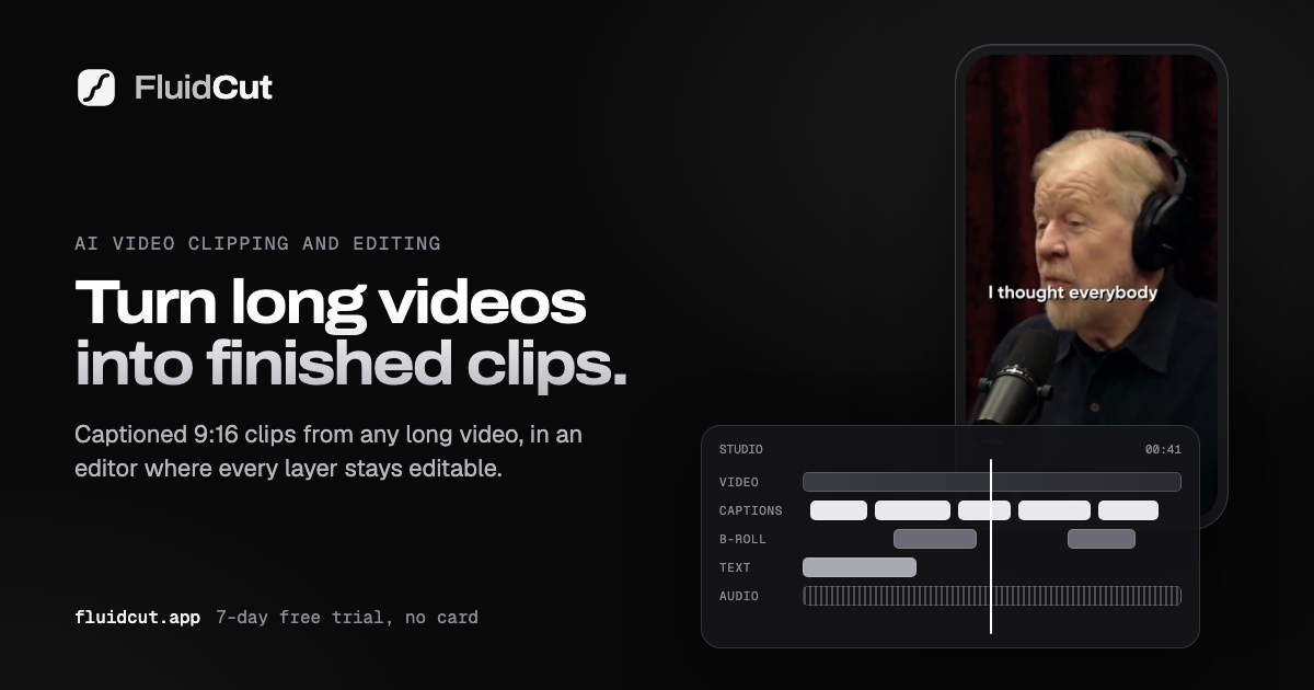 FluidCut - turns long videos into captioned short clips